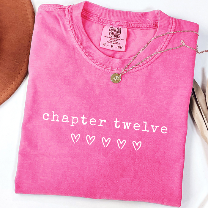 Pink Comfort Colors Chapter Twelve 12th birthday shirt for girls, cute milestone birthday tee