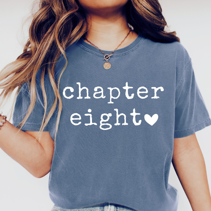 8th Birthday Shirt for Girls | Comfort Colors Chapter Eight Tee | 8 Year Old Birthday Gift, Cute Girl Milestone Birthday Shirt