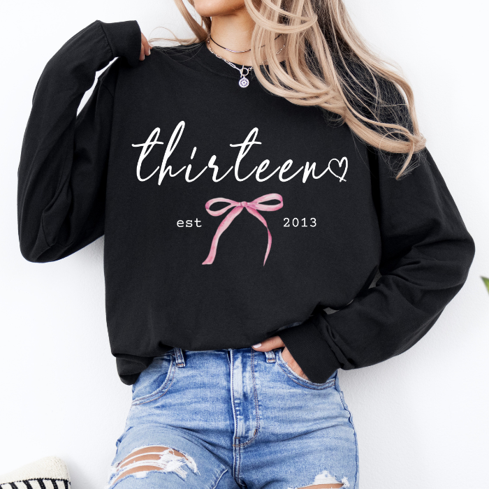 13th Birthday Sweatshirt For Teen Girls | Thirteen Birthday Girl Crewneck Pullover | 13th Birthday Sweatshirt Gift