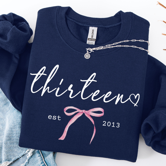 13th Birthday Sweatshirt For Teen Girls | Thirteen Birthday Girl Crewneck Pullover | 13th Birthday Sweatshirt Gift