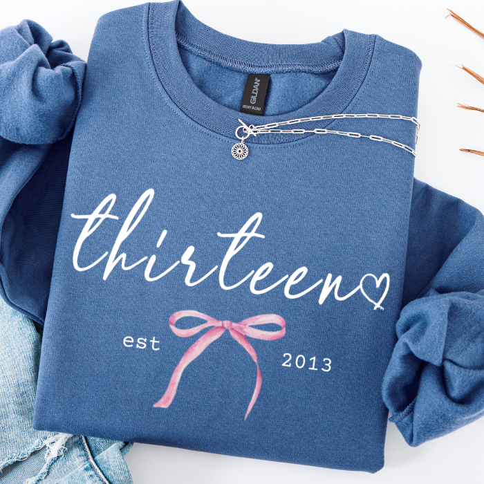 13th Birthday Sweatshirt For Teen Girls | Thirteen Birthday Girl Crewneck Pullover | 13th Birthday Sweatshirt Gift