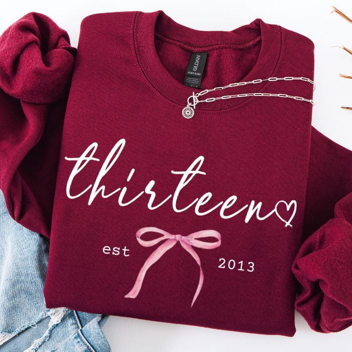 13th Birthday Sweatshirt For Teen Girls | Thirteen Birthday Girl Crewneck Pullover | 13th Birthday Sweatshirt Gift