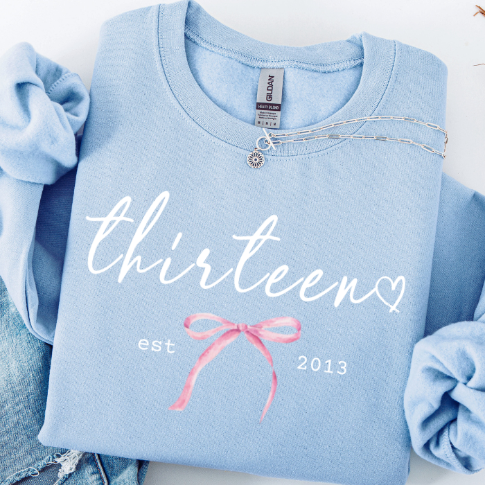 13th Birthday Sweatshirt For Teen Girls | Thirteen Birthday Girl Crewneck Pullover | 13th Birthday Sweatshirt Gift